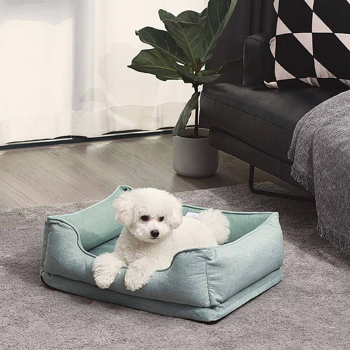 Weiches Hundebett, ideal für Welpen, sorgt für erholsamen Schlaf und Gemütlichkeit.