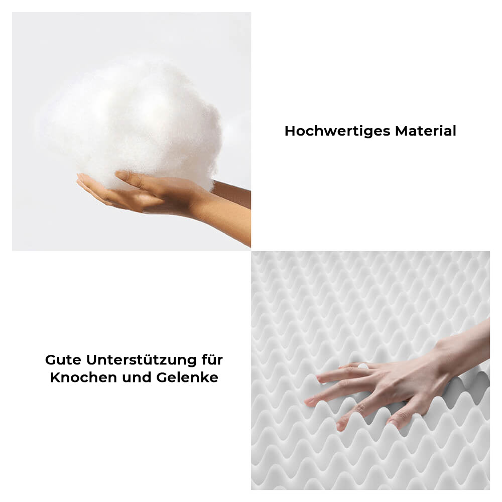 Quadratisches Tierbett, ergonomisch geformt, Unterstützung für Gelenke, tiefer Schlaf garantiert.