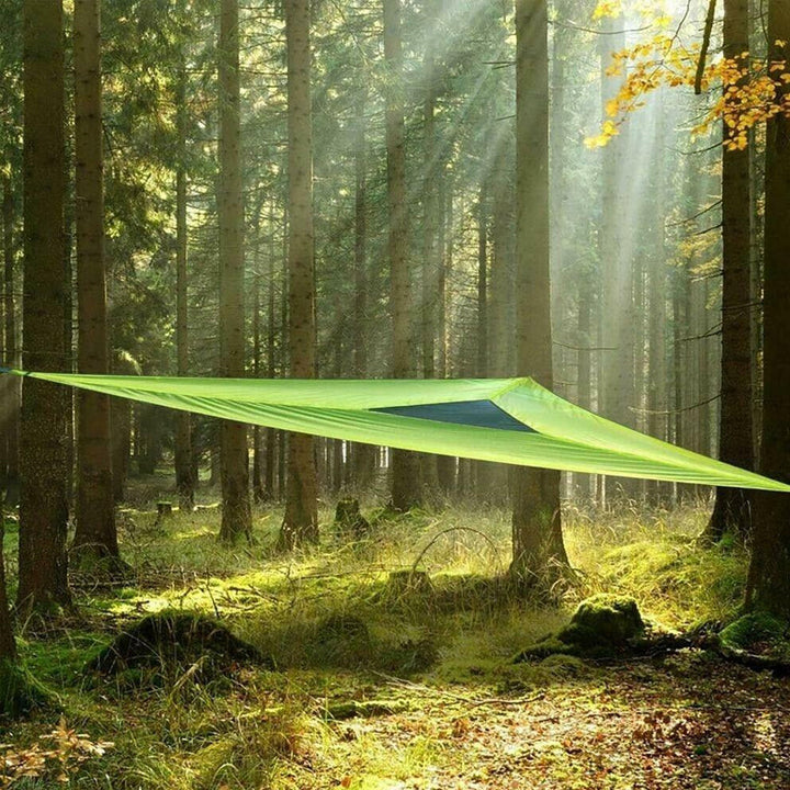 Extrem geräumige Familien-Hängematte für Outdoor-Abenteuer. Robustes Nylon, ideal für Camping & Freizeitausflüge.