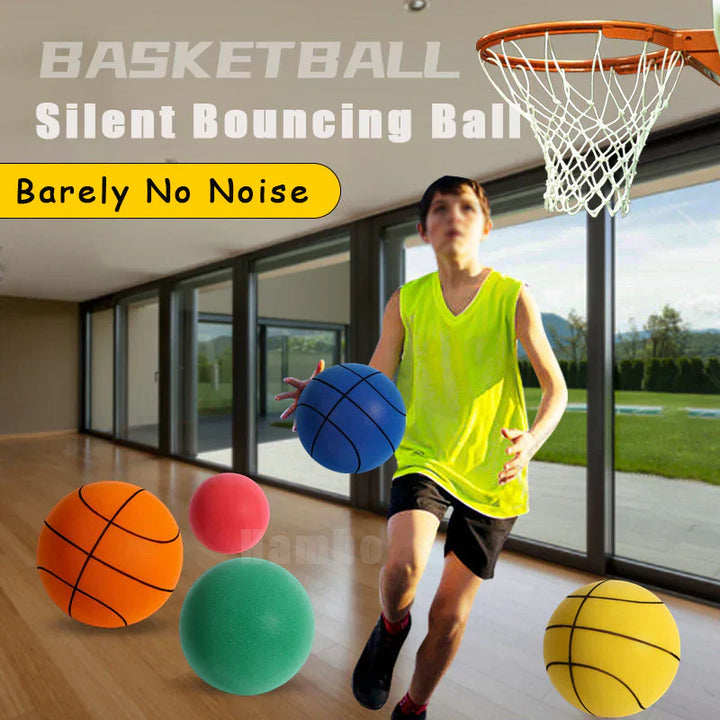Weicher SilentBounce Schaumball für lautloses Indoor-Basketballspiel, ideal für jede Altersgruppe.