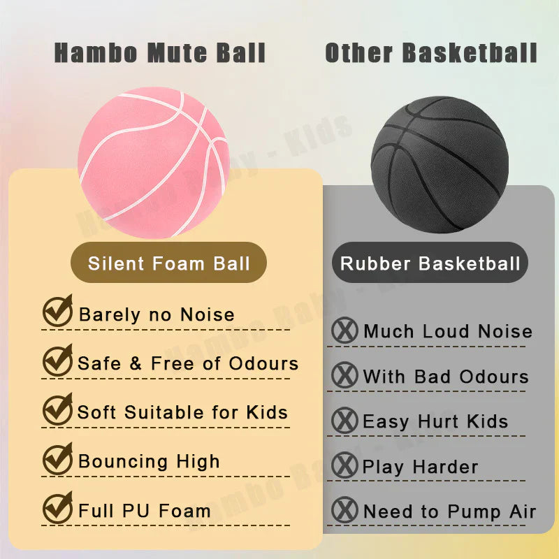 Weicher, geräuschloser Schaumball, ideal für sicheres und leises Basketball-Training drinnen.