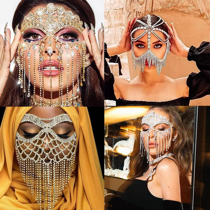 Unisex Glitzer Schleier Maske, funkelnder Maskerade Gesichtsschmuck mit Strass für festliche Anlässe.
