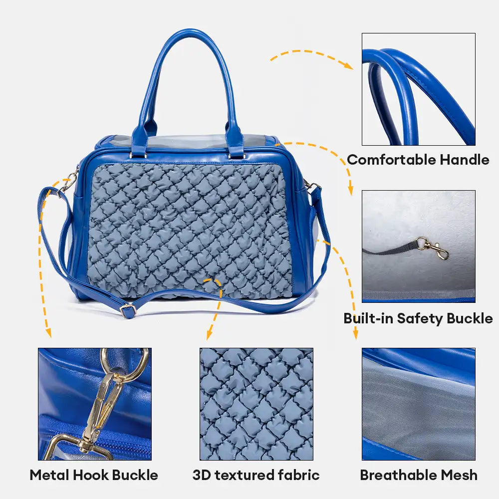 Gesteppte Hundetasche für kleine Hunde, leicht & atmungsaktiv für komfortablen Tiertransport.