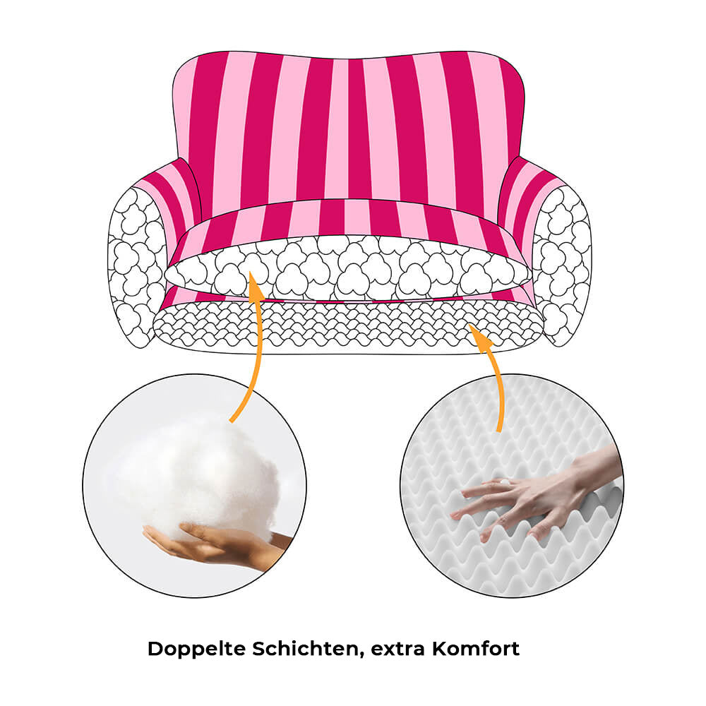 Draufsicht: Das gestreifte Tierbett mit Lammfelloptik. Ein gemütliches Hundebett & Katzenbett für süße Träume.