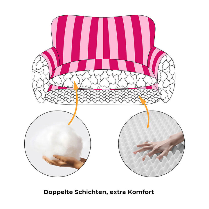 Draufsicht: Das gestreifte Tierbett mit Lammfelloptik. Ein gemütliches Hundebett & Katzenbett für süße Träume.