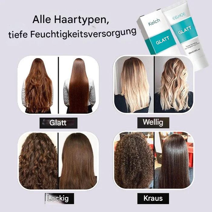 Keratin Anti-Frizz Glättungscreme 60ml. Pflegt & glättet trockenes, strapaziertes Haar für langanhaltendes Styling.