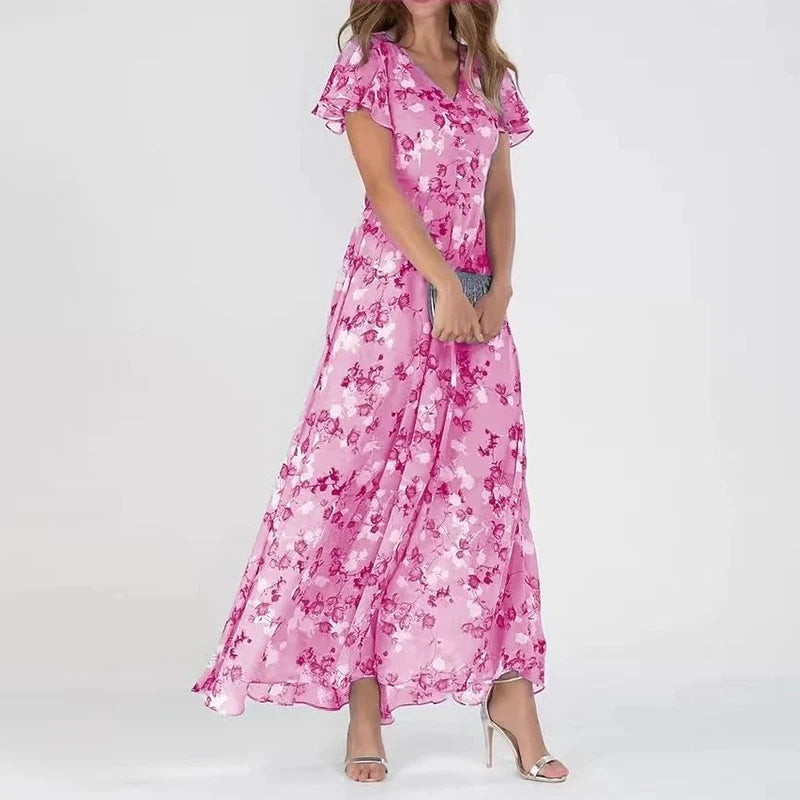 Stilvolles glamouröses Damenkleid, bauchbedeckend & komfortabel, vielseitig für Sommer, Party oder als Hochzeitsgastkleid.