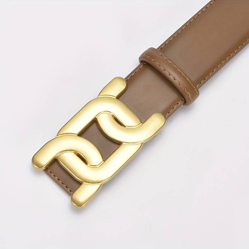 Luxuriöser Unisex Gürtel mit glatter goldener Schnalle. Verleiht jedem Outfit Eleganz.
