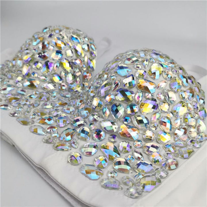 Glitzerndes Pailletten Damen Oberteil mit verstellbaren Trägern. Perfektes Party & Festival Top.