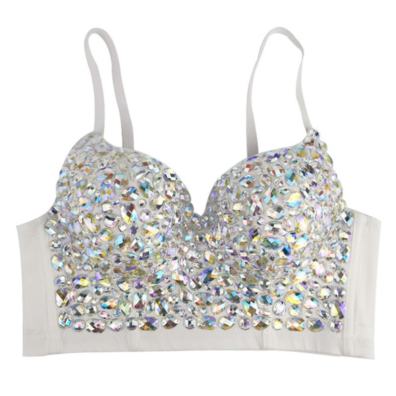 Damen Pailletten Oberteil für Festivals. Glitzerndes Sommer Top, sexy & glamourös für Partys.