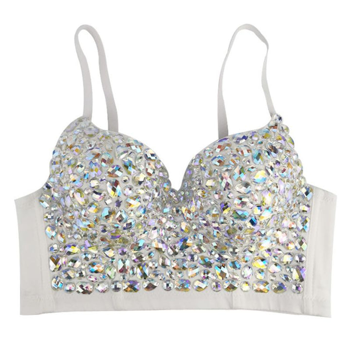 Damen Pailletten Oberteil für Festivals. Glitzerndes Sommer Top, sexy & glamourös für Partys.