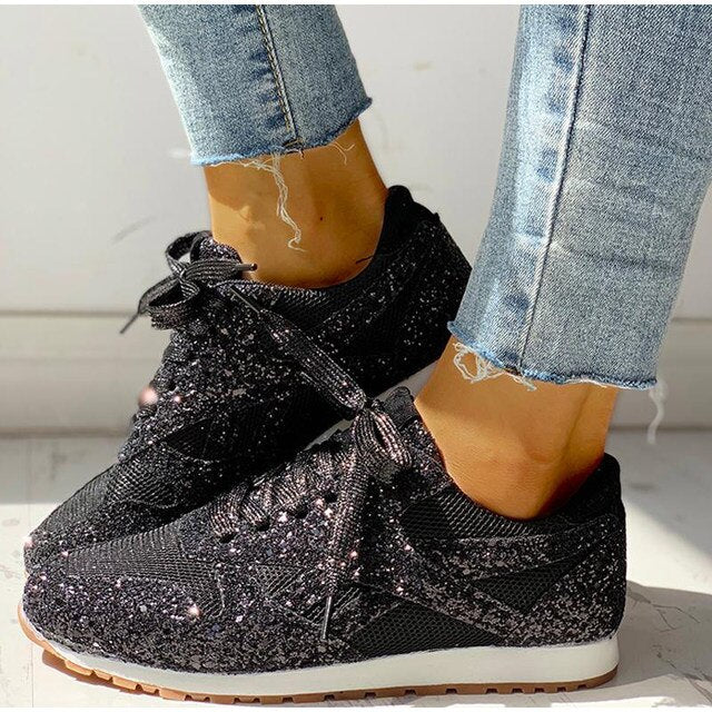 Glitzernde Damen Sneakers 'Miranda' für stilvolle Auftritte. Modische & bequeme Freizeitschuhe.