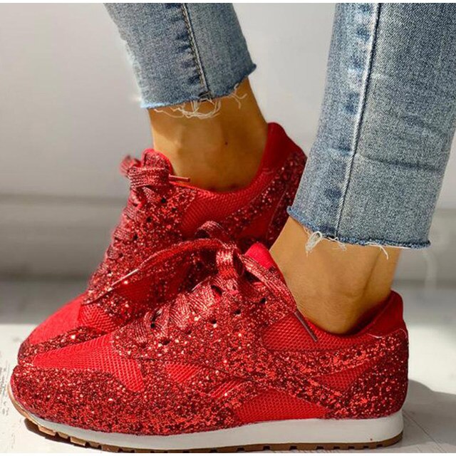 Damen Modeschuhe 'Miranda' mit funkelndem Glitzerdesign. Glänzende Sneakers für Damen, sehr bequem.