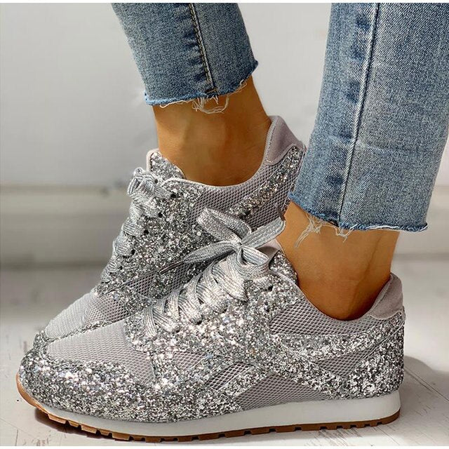 Stilvolle Damen Glitter Sneakers 'Miranda' für Komfort und Eleganz. Ideal als modische Freizeitschuhe.