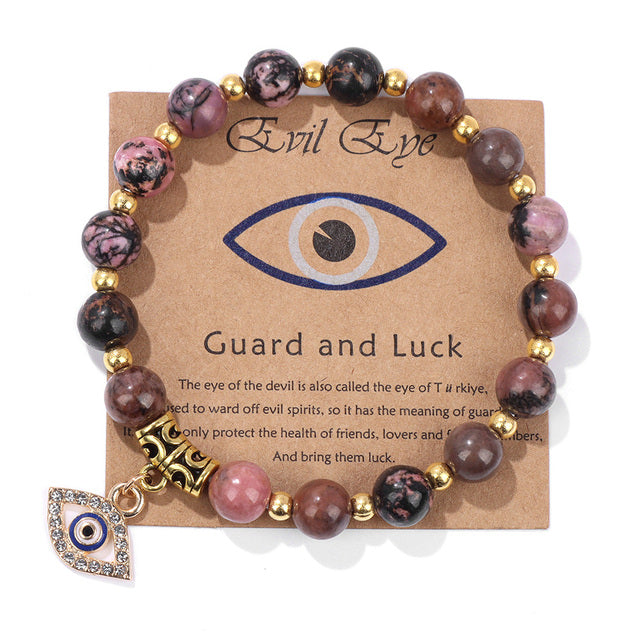 Spirituelles Yoga Armband mit Bösem Blick & Glücks-Symbol – fördert Energie & Balance.