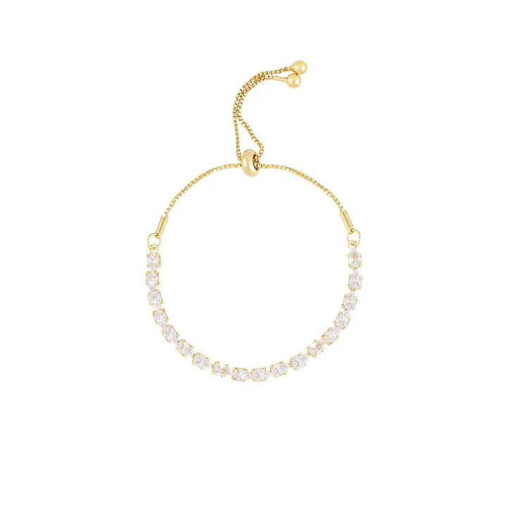 Modernes Damen Goldarmband, irisch inspiriert, mit Zirkonstein. Geometrische Schlangenkette, eleganter Modeschmuck.