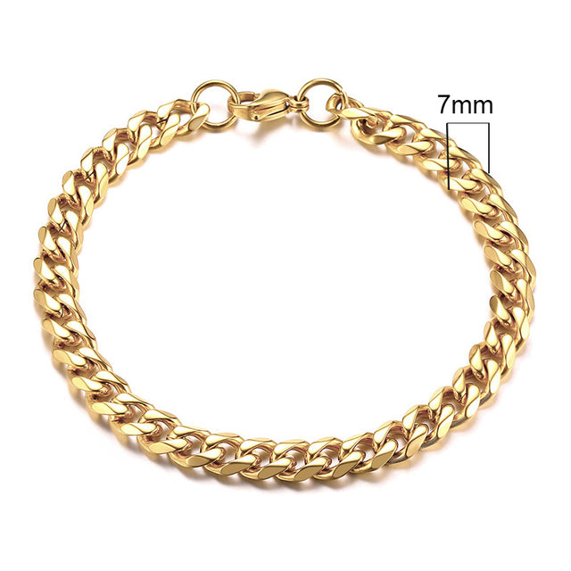Feingliedriges Unisex-Panzerkettenarmband aus poliertem Edelstahl, silber, glänzend.