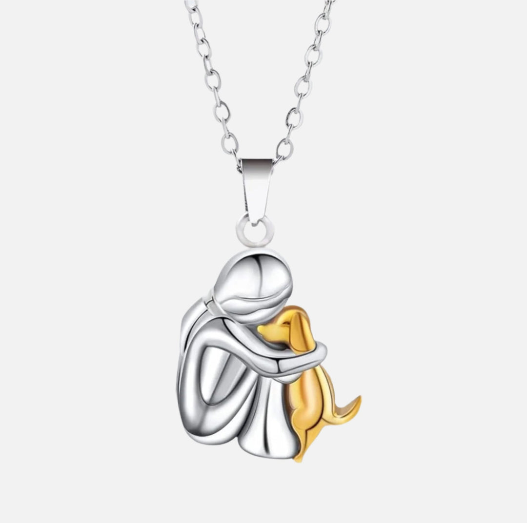Goldene Damen Halskette mit detailreichem Hundeanhänger aus Edelstahl für Tierliebhaberinnen.