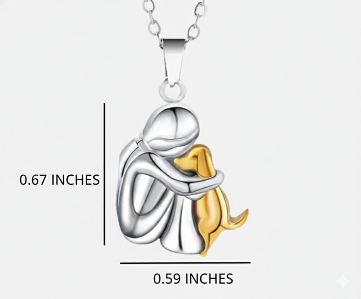 Moderner Damenschmuck: Kette mit goldenem Hundeanhänger, Ausdruck der Tierliebe und eleganter Begleiter.