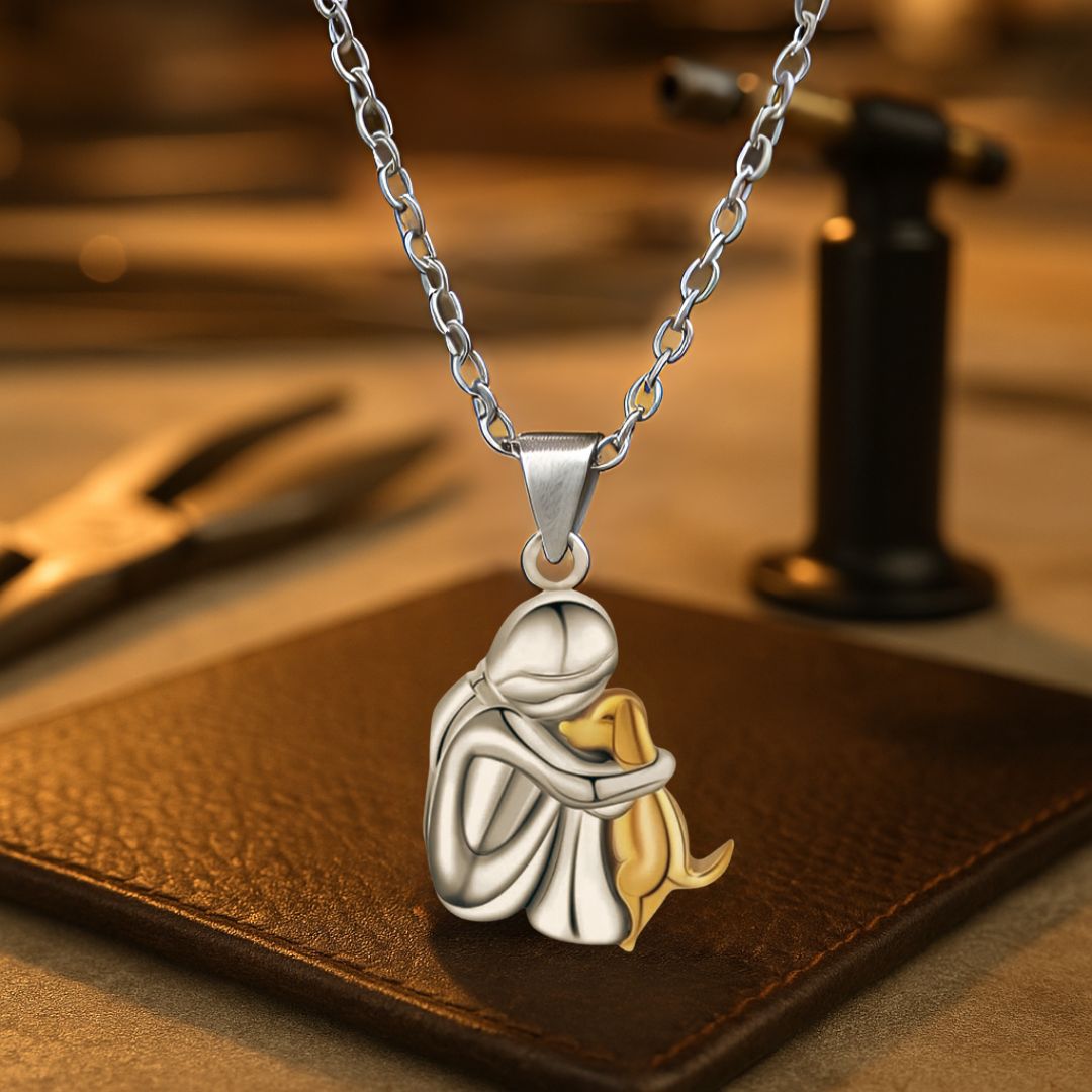 Treue Begleiter Symbol: Damenhalskette mit elegantem Hundeanhänger in Silber, ein edles Accessoire.
