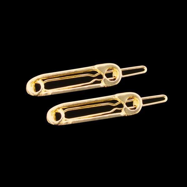 Goldene Sicherheitsnadel Haarklammern für Damen, 2er-Set. Einzigartige Haarspangen als stilvolles Statement-Accessoire.