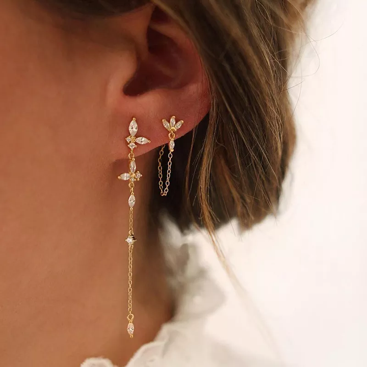Elegante Damen Tropfen-Ohrringe mit funkelnden Zirkonia, ideal für Hochzeit & besondere Anlässe. Edler Schmuck.