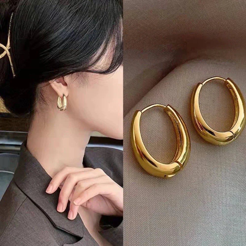 Wunderschöne Gold Creolen, ideales Geschenk für Damen, eleganter Edelstahlschmuck und zeitlose Ohrringe.