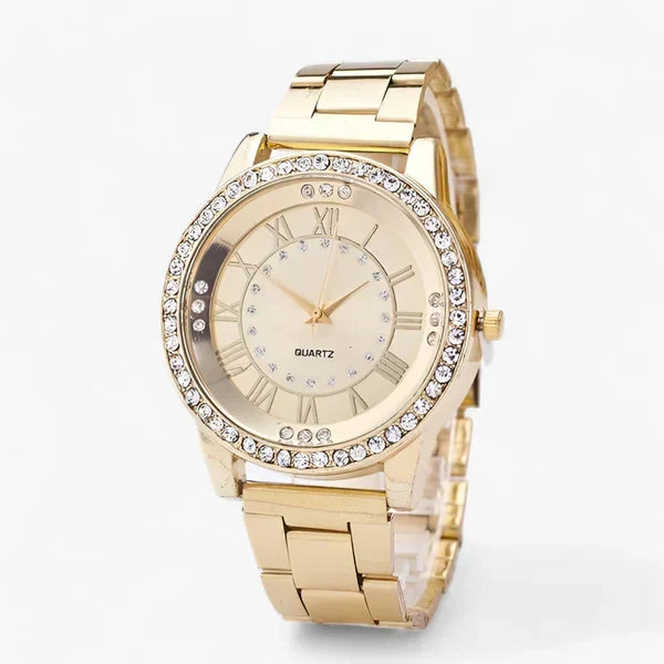 Elegante Damenuhr mit funkelndem Diamanten-Zifferblatt & robustem Stahlarmband. Perfekt für Damen Accessoires & Luxus.