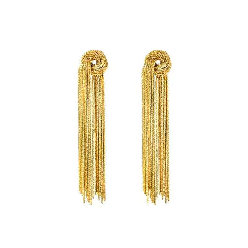 Glamouröse lange Damen-Ohrringe: Quasten-Design mit Knoten, perfekt als Geschenkidee.