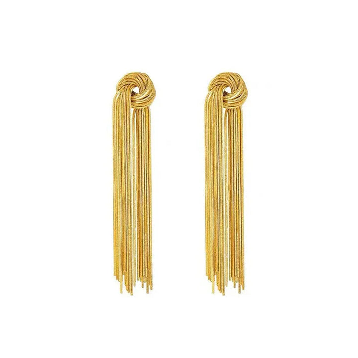 Glamouröse lange Damen-Ohrringe: Quasten-Design mit Knoten, perfekt als Geschenkidee.