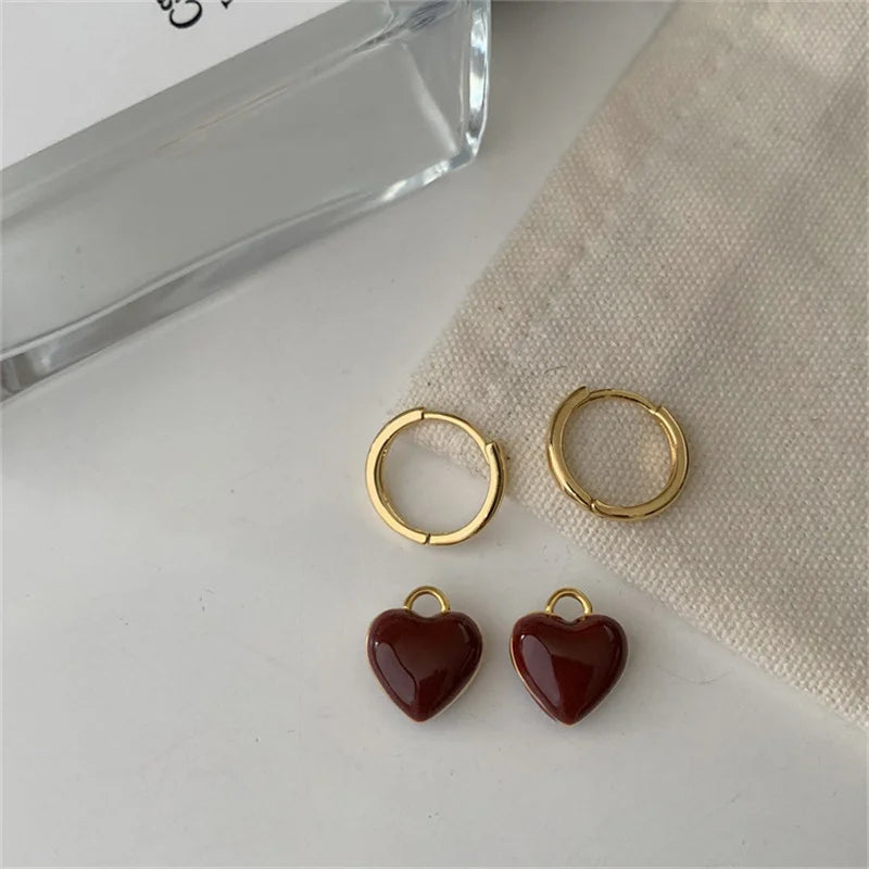 Edle Damen Ohrhänger: teilbares Vintage Herz, vergoldeter Edelstahl, vielseitiges Accessoire