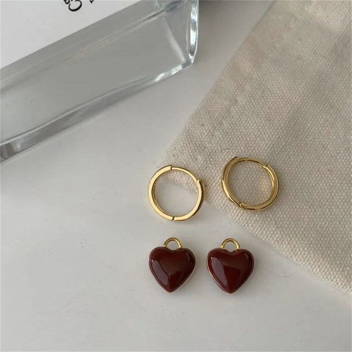 Edle Damen Ohrhänger: teilbares Vintage Herz, vergoldeter Edelstahl, vielseitiges Accessoire