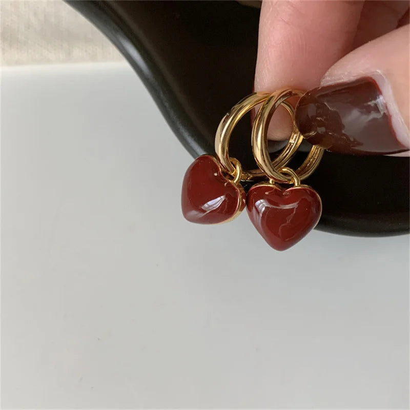 Damen Vintage Herz-Ohrhänger, teilbar, elegant, aus vergoldetem Edelstahl