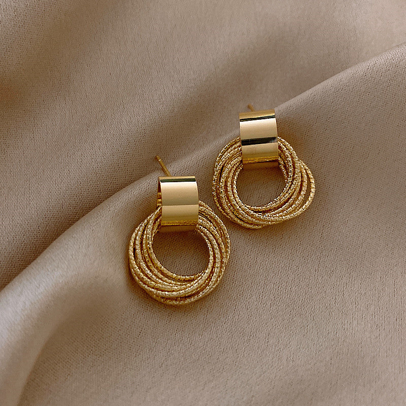 Gold- und Silber-Ohrstecker für Damen, kleine Kreise & Quadrate, moderner Edelstahl-Schmuck.