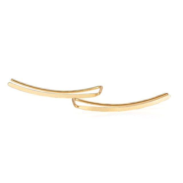 Damen Sterling Silber Ohrringe, elegant, lange Linie, gebogen. Moderner minimalistischer Silberschmuck für Frauen.