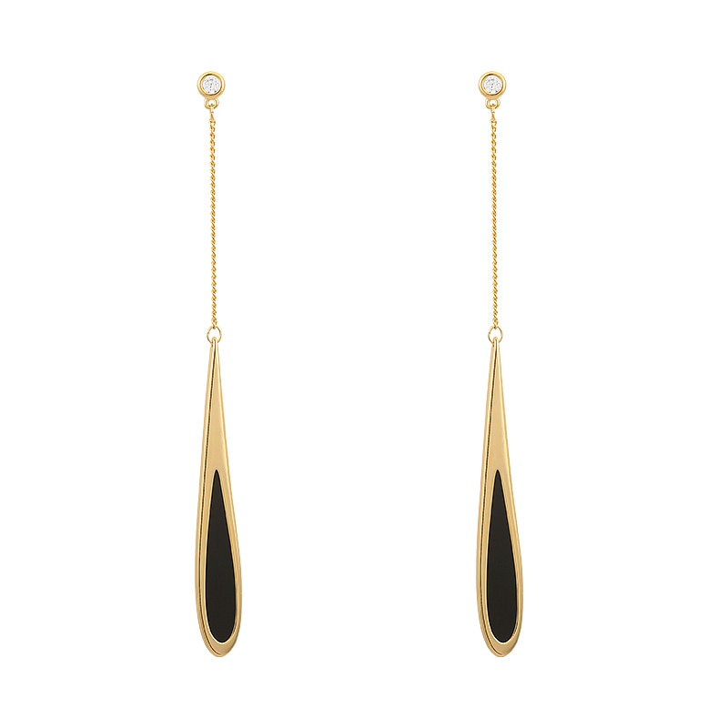 Modische lange Damenohrringe mit schwarzen Quasten, elegant und vielseitig, ideal als Statement-Schmuck.