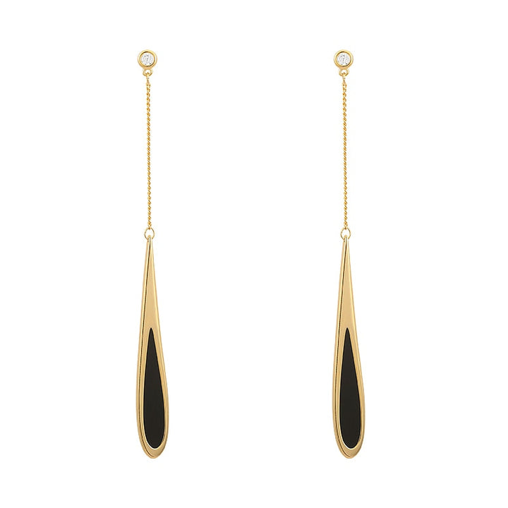 Modische lange Damenohrringe mit schwarzen Quasten, elegant und vielseitig, ideal als Statement-Schmuck.