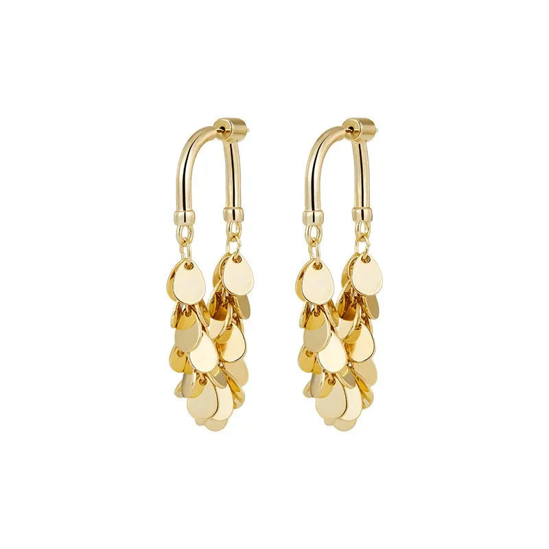 Glitzernde Pailletten-Quastenohrringe für Damen, lang und auffällig, perfekt als festliches Schmuck-Accessoire.