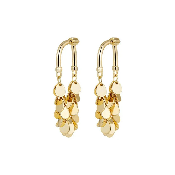 Glitzernde Pailletten-Quastenohrringe für Damen, lang und auffällig, perfekt als festliches Schmuck-Accessoire.