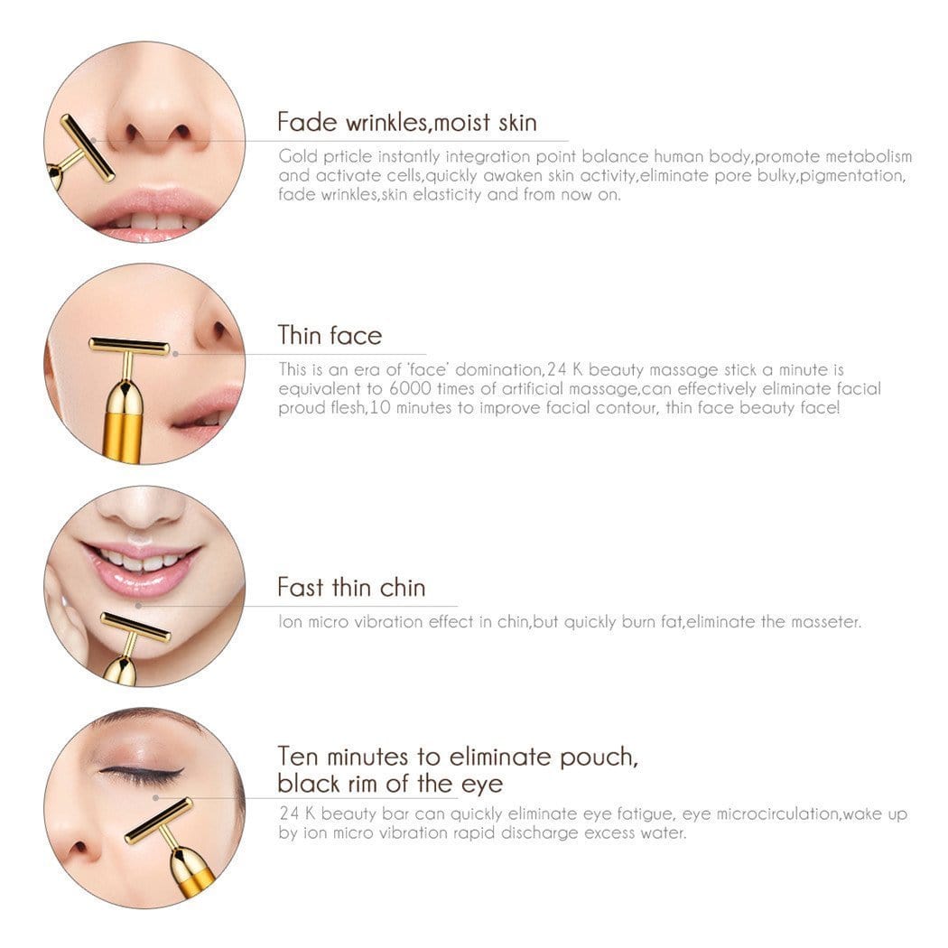 T-Bar Gold Massager: Entspannende Vibrationsmassage für ein jüngeres, strahlendes Gesicht.
