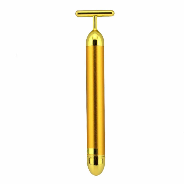Eleganter T-Bar Beauty-Massager in Gold für Damen, fördert glatte, jugendliche Haut.