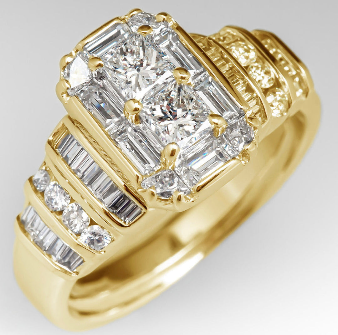 Antiker Damen Fingerring aus goldfarbenem Edelstahl mit Zirkon im Vintage-Stil. Eleganter Schmuck für Frauen.