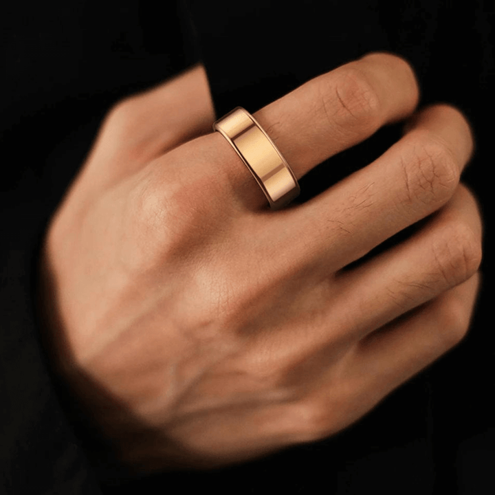 Eleganter Unisex Schmuckring aus Titan. Integrierter Gesundheitstracker für Herzfrequenz- & Schlafanalyse. Wasserdicht & robust.