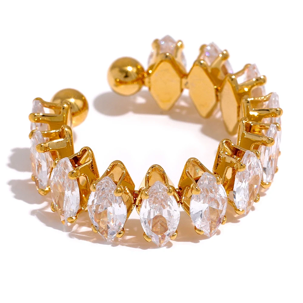 Damen Glitzerring aus vergoldetem Edelstahl mit funkelndem Zirkonia, ein eleganter Statement-Ring.