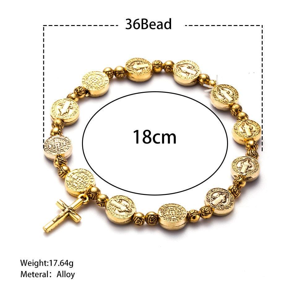 Glänzendes Christliches Kreuzarmband, unisex, zweifarbig in Gold und Silber, ein ausdrucksstarkes Glaubenssymbol.