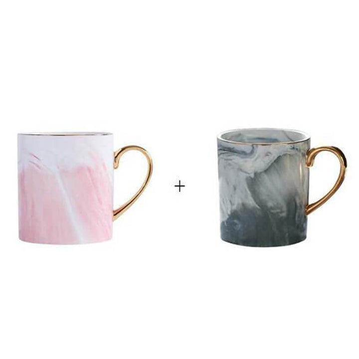 Edle goldrandige Marmor Teetasse & Kaffeetasse aus Keramik, exklusives Geschirrset.