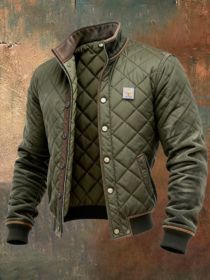 Grüne Herren Winterjacke, stilvoll und warm, perfekt für kalte Tage und modische Outfits.