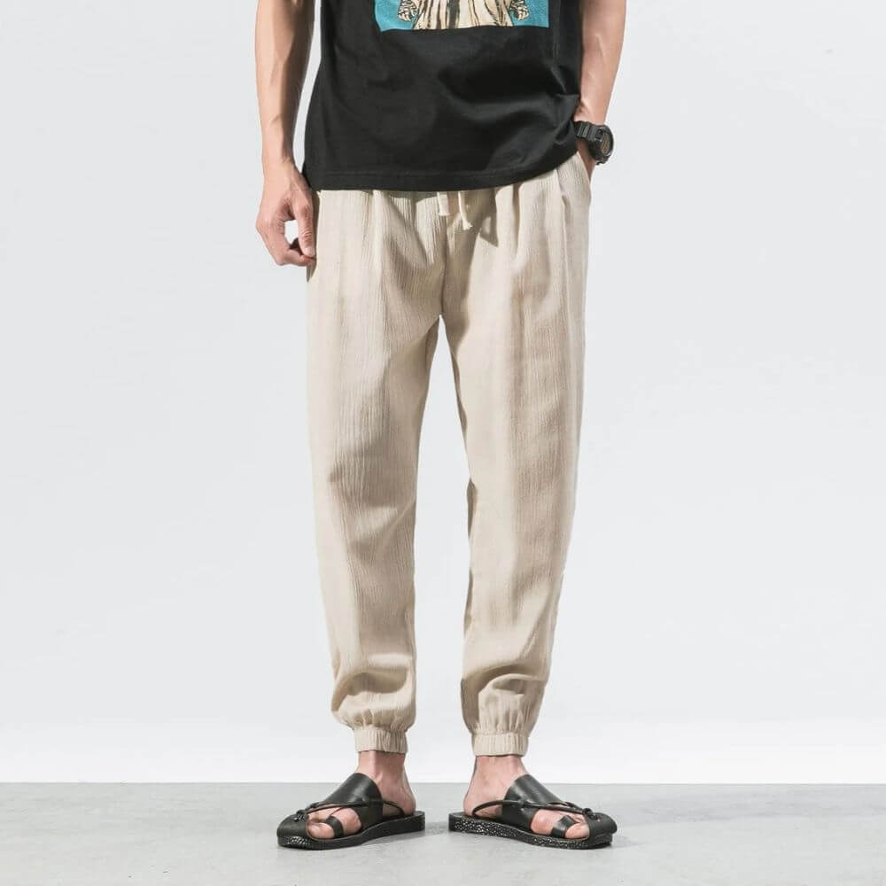 Khaki Herren Freizeithose, atmungsaktiv & komfortabel, für den lässigen Sommer- & Frühlingslook.