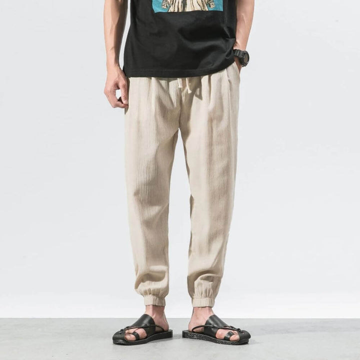 Khaki Herren Freizeithose, atmungsaktiv & komfortabel, für den lässigen Sommer- & Frühlingslook.