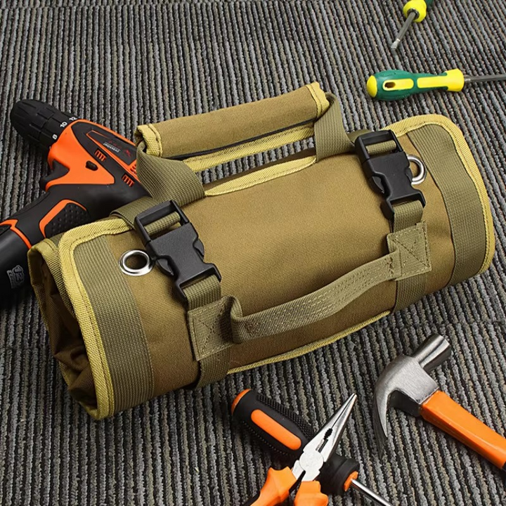 Werkzeug Rolltasche mit Werkzeugen befüllt, organisierte Aufbewahrung für Baustelle & Werkstatt.